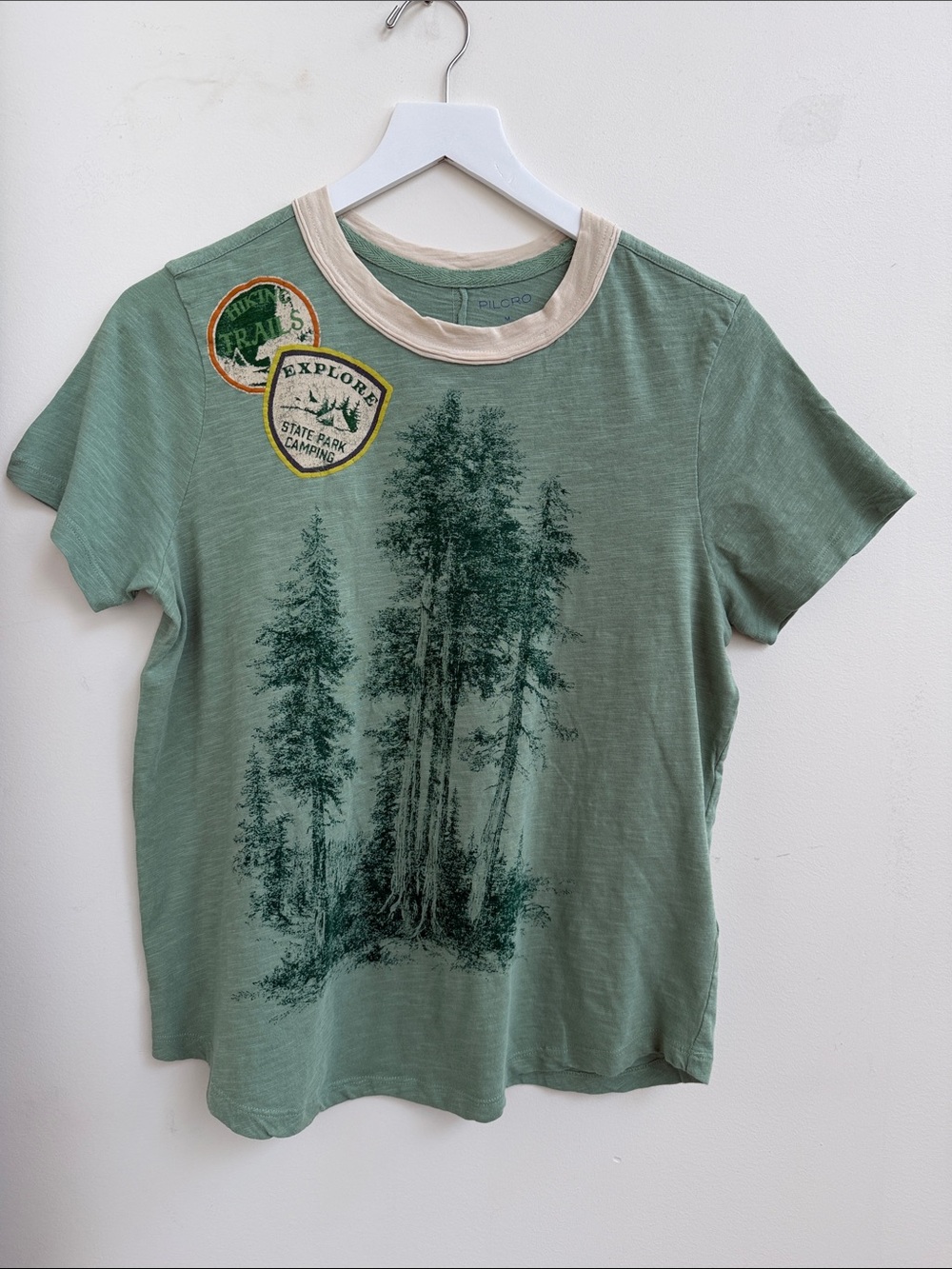 Pilcro size M Explore Forest Graphic Tee - Green NWOT distressed vintage look